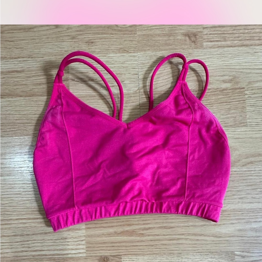 Vibrant Pink Strappy Sports Bra
